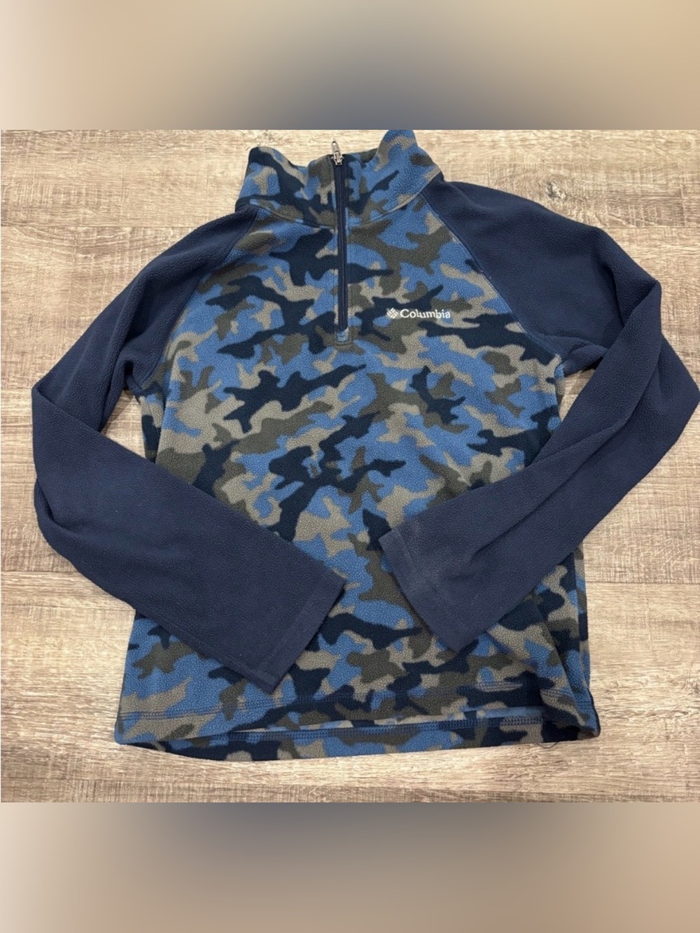 Columbia Boys Navy and Blue Camo Half-Zip Fleece
